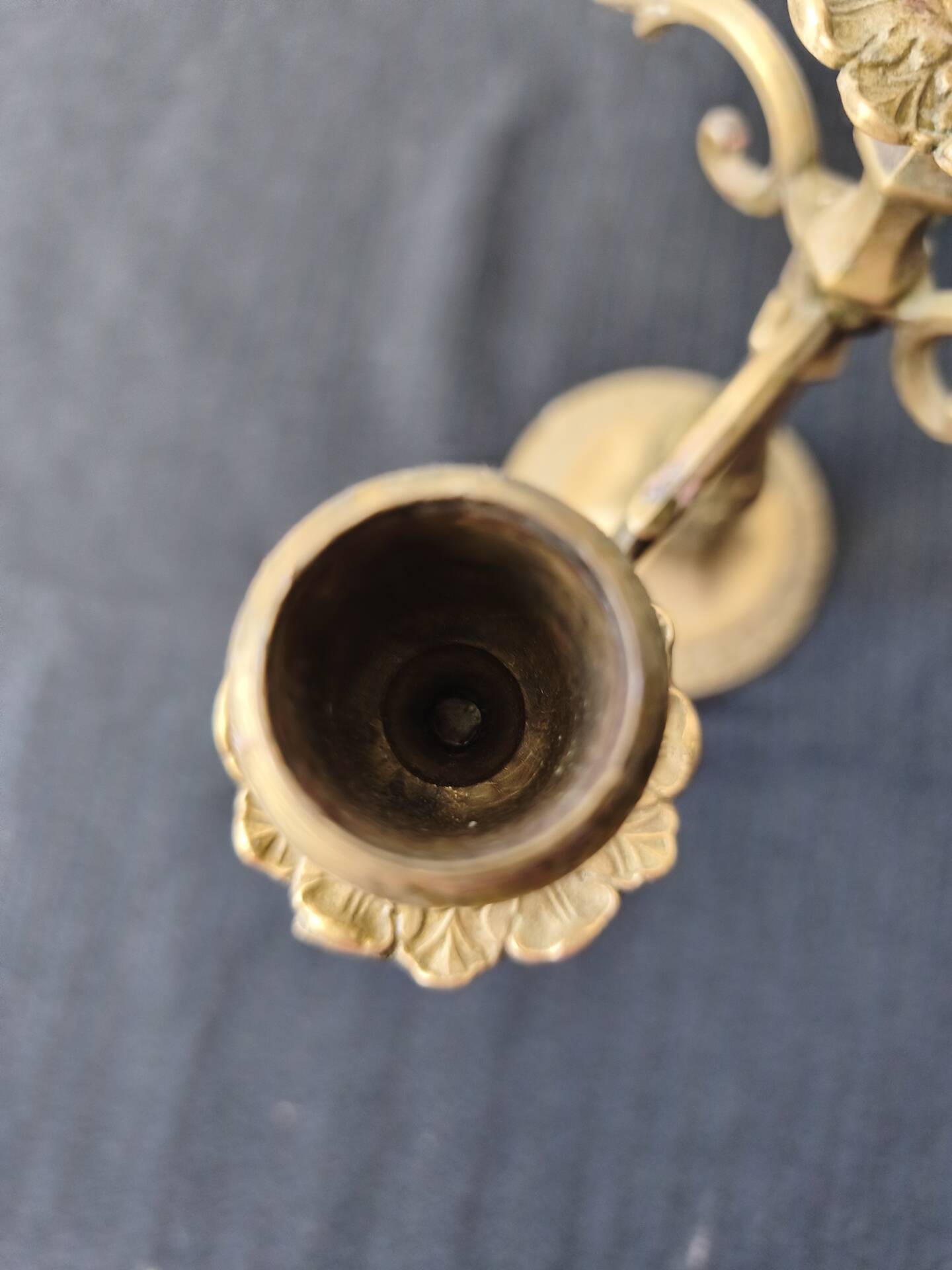 Five-branch candlestick, brass.