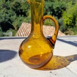 Amber blown glass pitcher