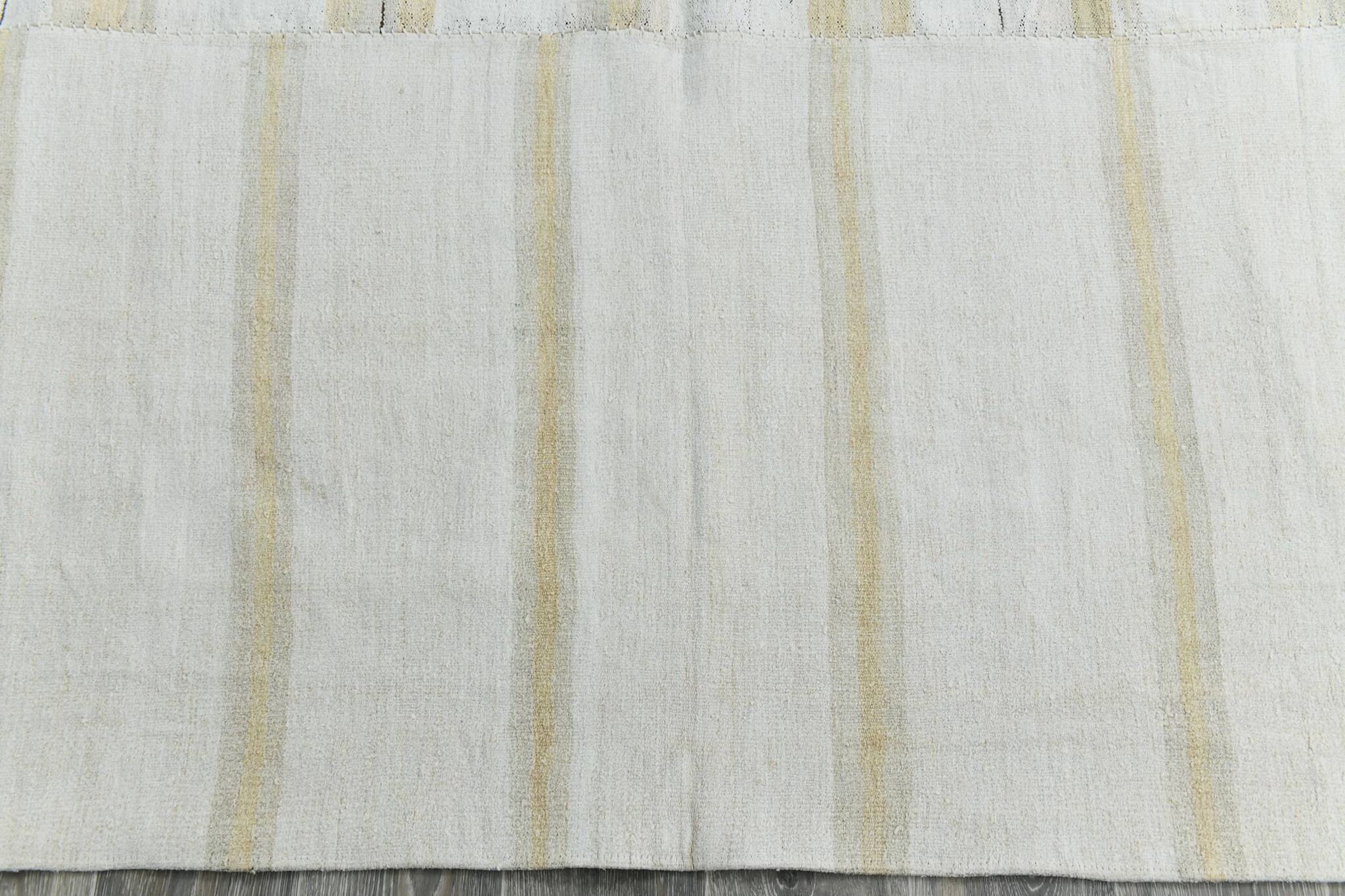 9x12 White & Cream Modern Striped Kilim Rug, 268c358Cm