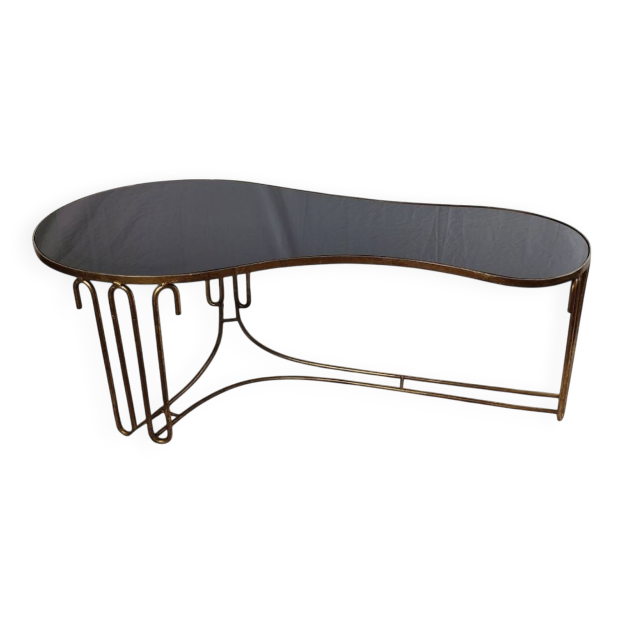 Table Rognon en Métal Doré DLG de Jean Royère