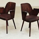 Pair of wooden armchairs by Lubomir Hofmann for Ton (Thonet), 1960