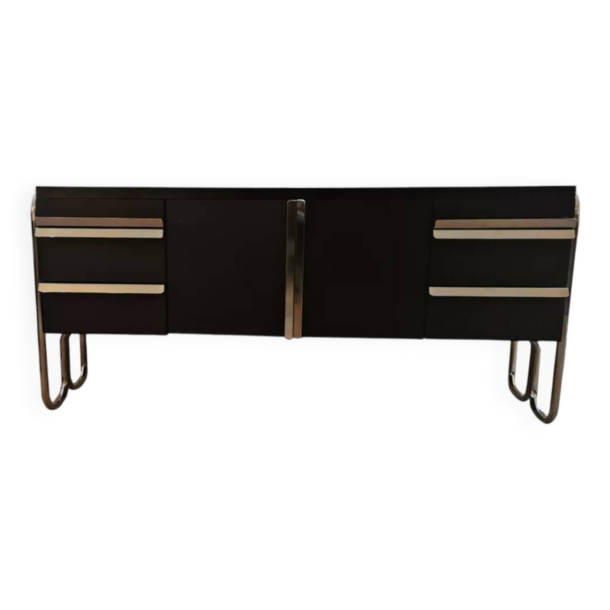 Vintage Bauhaus style metal sideboard from the 1970s
