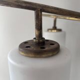 Vintage Italian ceiling light, brass and opaline, 1950
