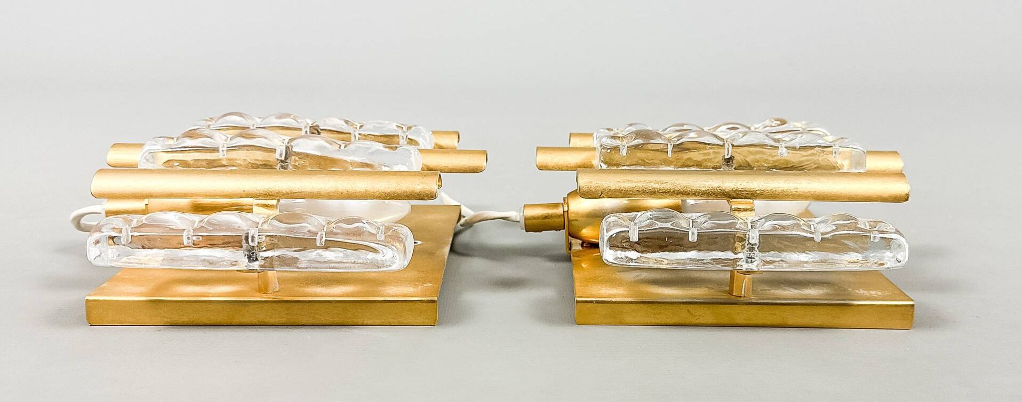HANS-AGNE JAKOBSSON. Pair of wall lights, glass/brass