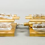 HANS-AGNE JAKOBSSON. Pair of wall lights, glass/brass