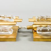 HANS-AGNE JAKOBSSON. Pair of wall lights, glass/brass