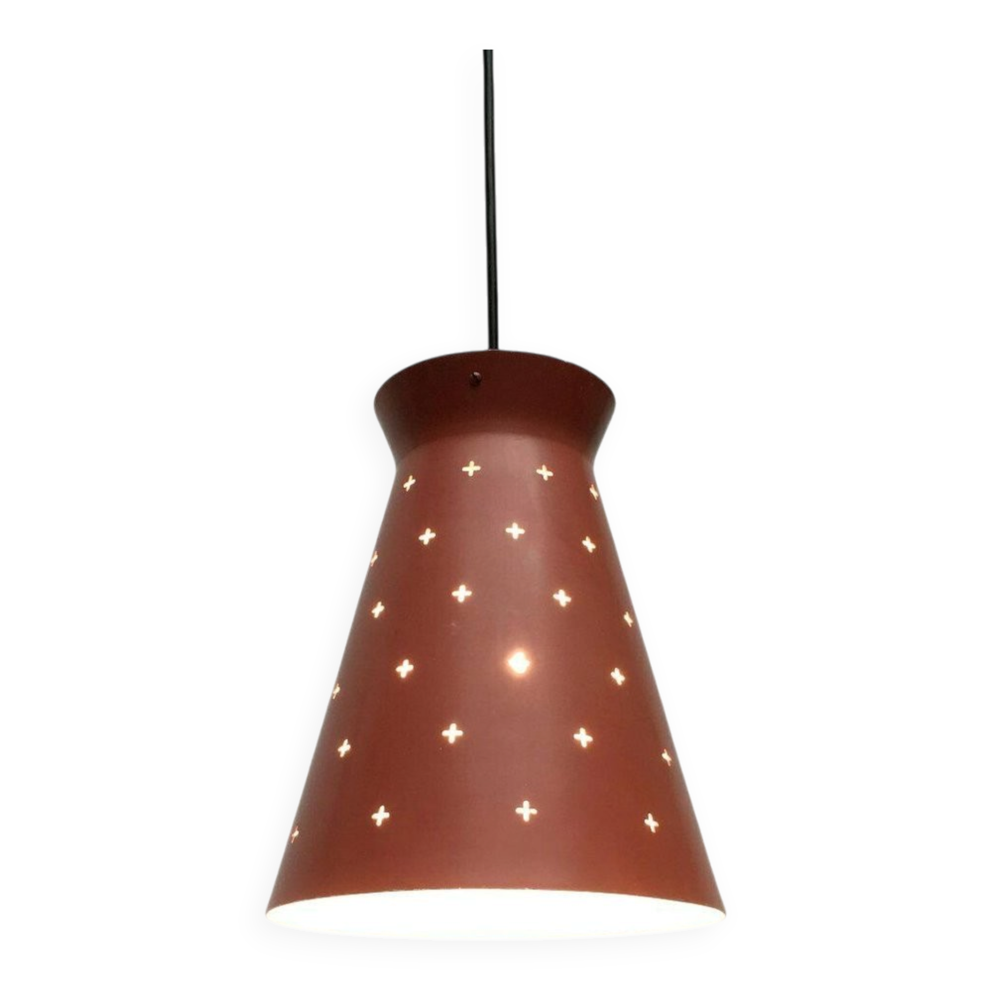 Perforated metal pendant light, mid-century design, 1960s.