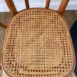 Set of 4 cane chairs in bentwood and honey-coloured cane thonet early 20th century