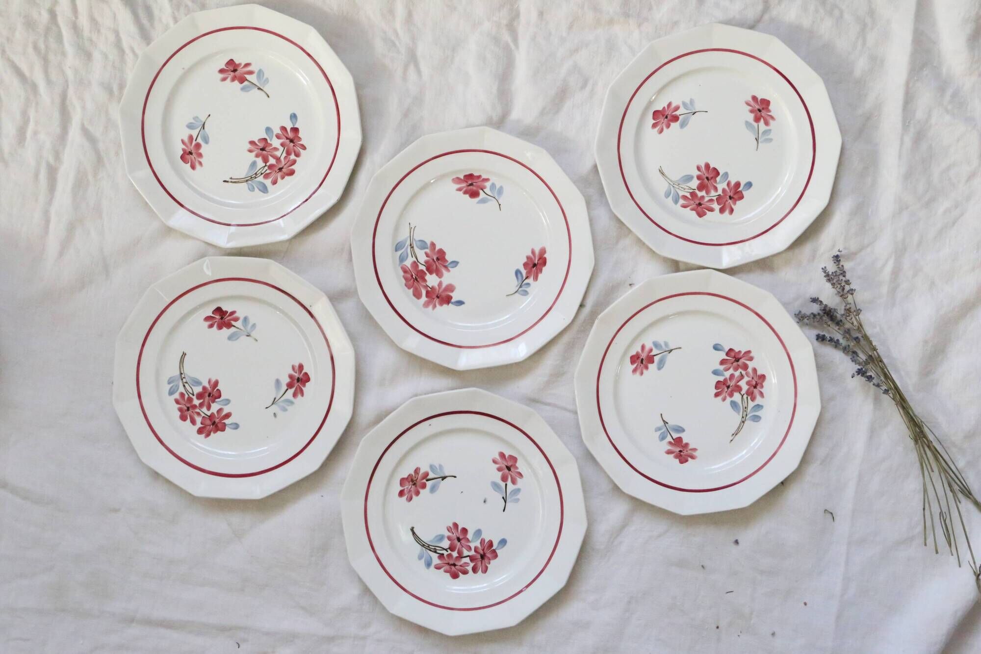 Dinner plates x6, Ceranord, Semi French Porcelain from the late 1950s