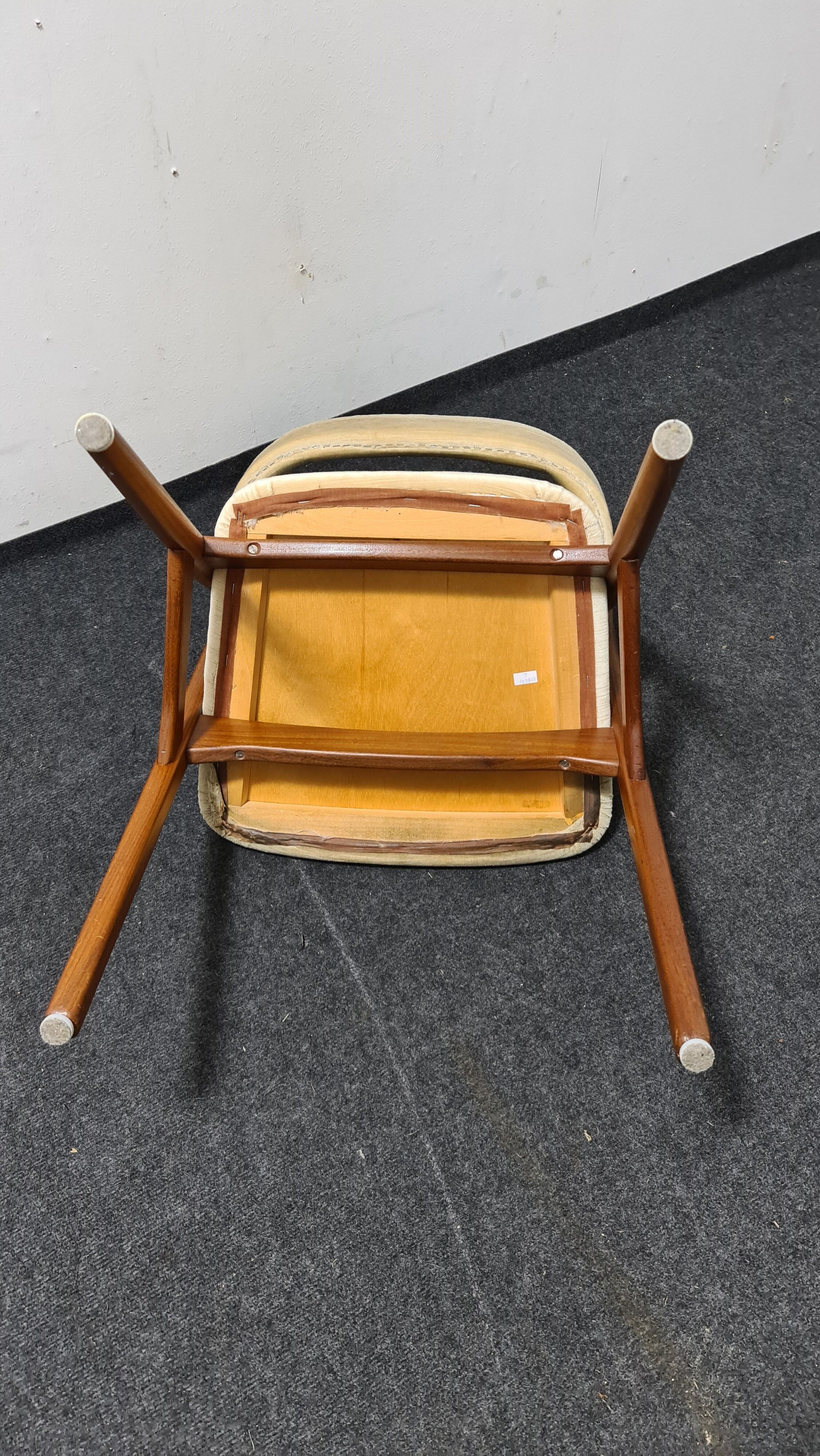 Vintage velvet teak arm chair