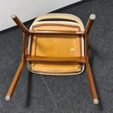 Vintage velvet teak arm chair
