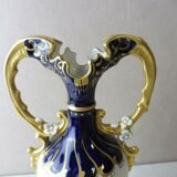 Vase amphore décor fleurs bleues Royal Dux, Czechoslovakia Bohemia