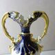 Ancient vase / amphora, blue flowers decoration, Royal Dux, Czechoslovakia Bohemia