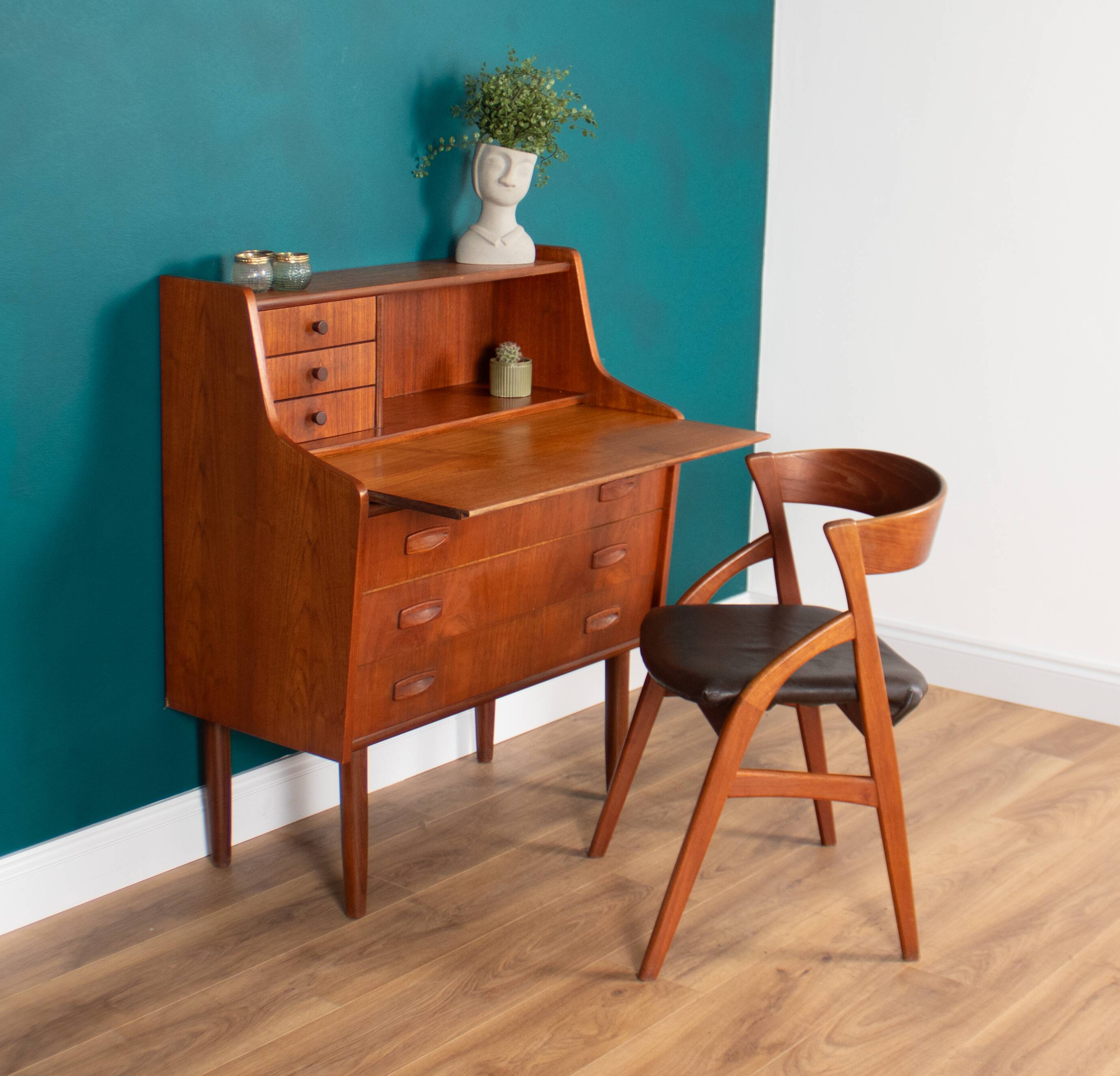 Bureau danois en teck du milieu du siècle, coiffeuse de vanité