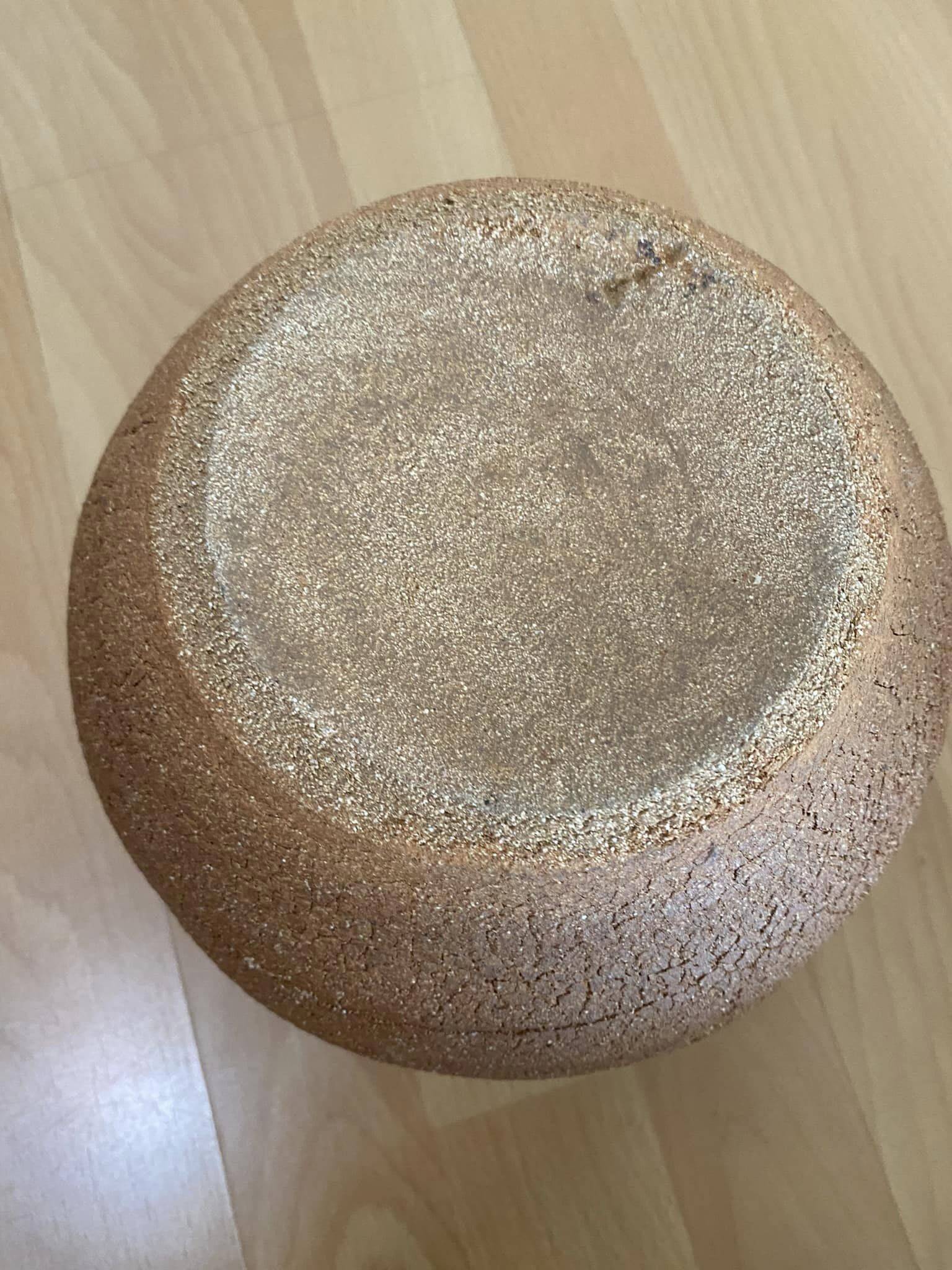 Vase boule terre cuite, couleur ocre