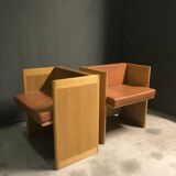 Pair of 1980's italian cubic armchairs