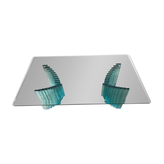Blue tinted glass coffee table an80