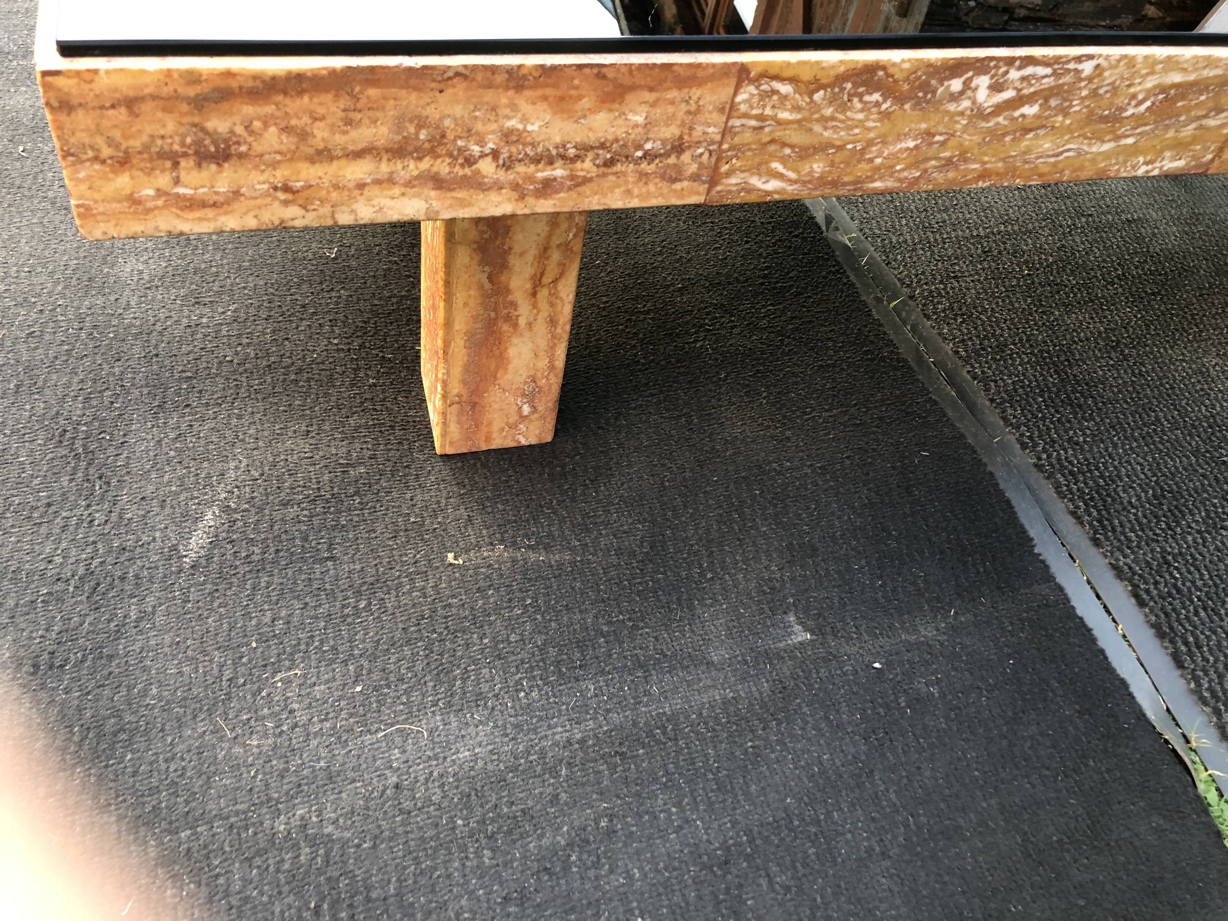 Vintage marble and smoked glass coffee table.