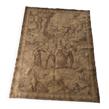 Ancient French Gobelin tapestry – Gallant scene – Early 20th century