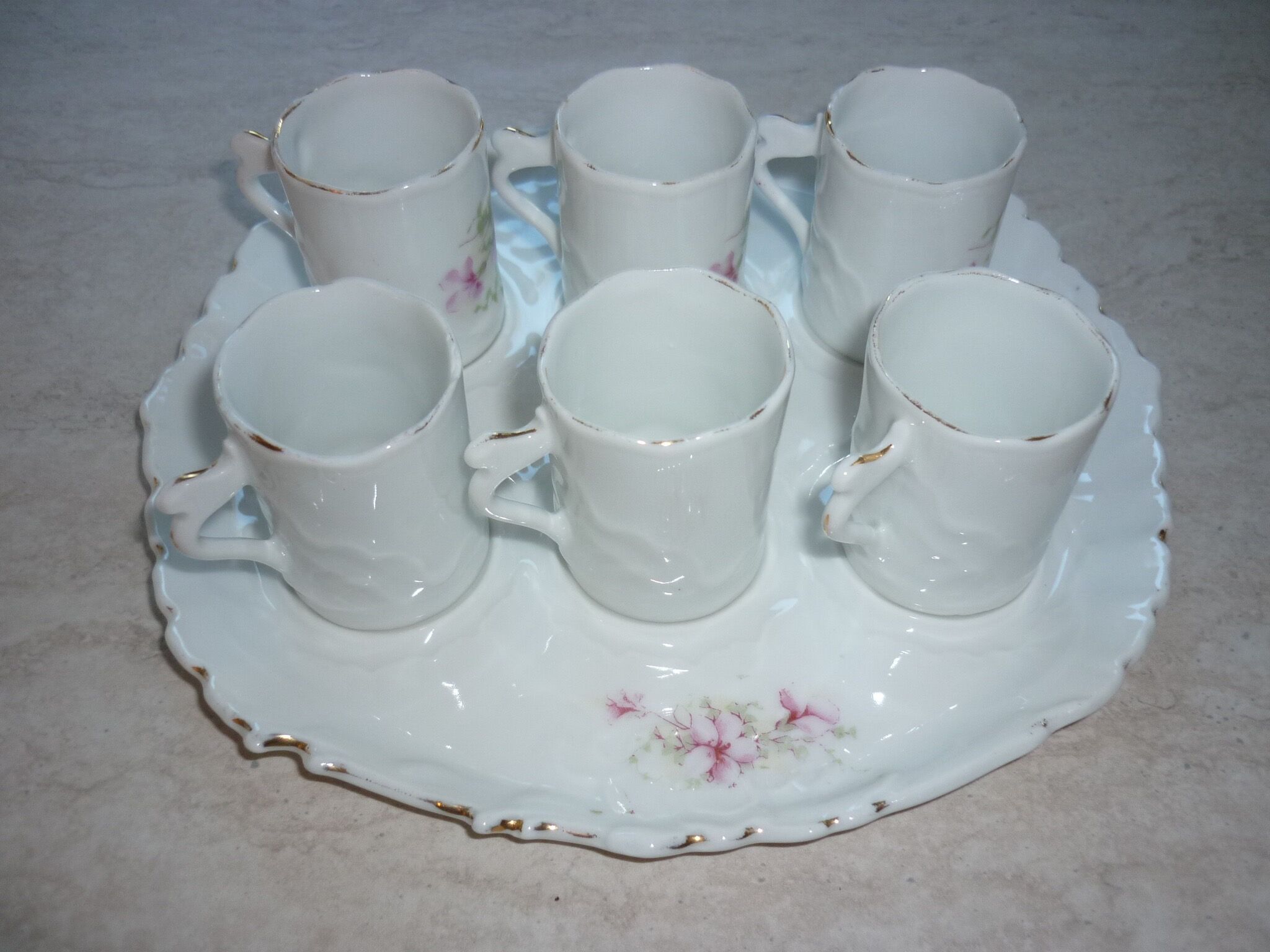Coffee cups and tray, antique porcelain children's tableware
