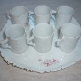 Tasses à café et plateau, vaisselle pour enfant en porcelaine ancienne