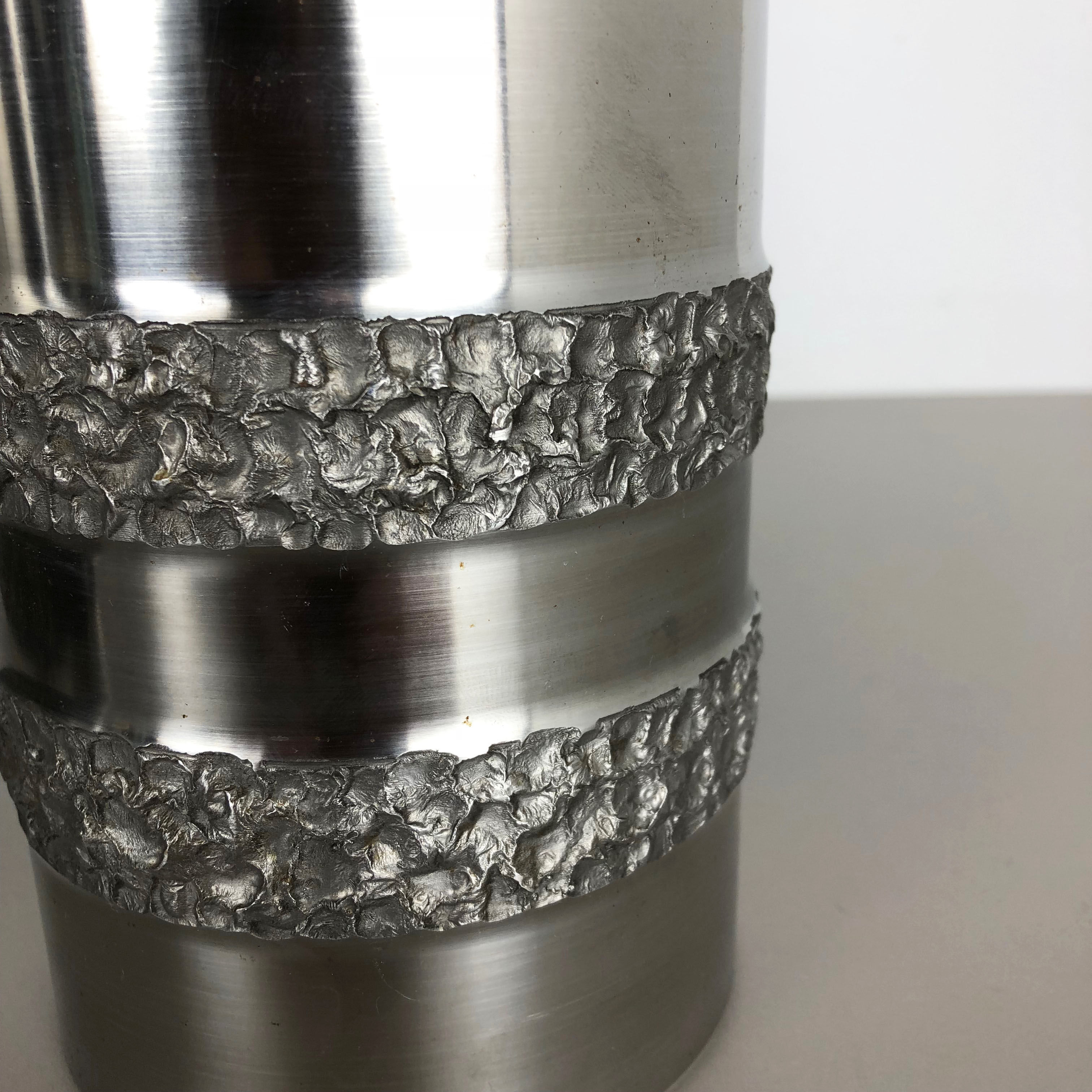 Set of 2 modernist vintage sculptural brutalist steel vases, Germany 1970s