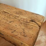 Large old oak farm bench with heart decor