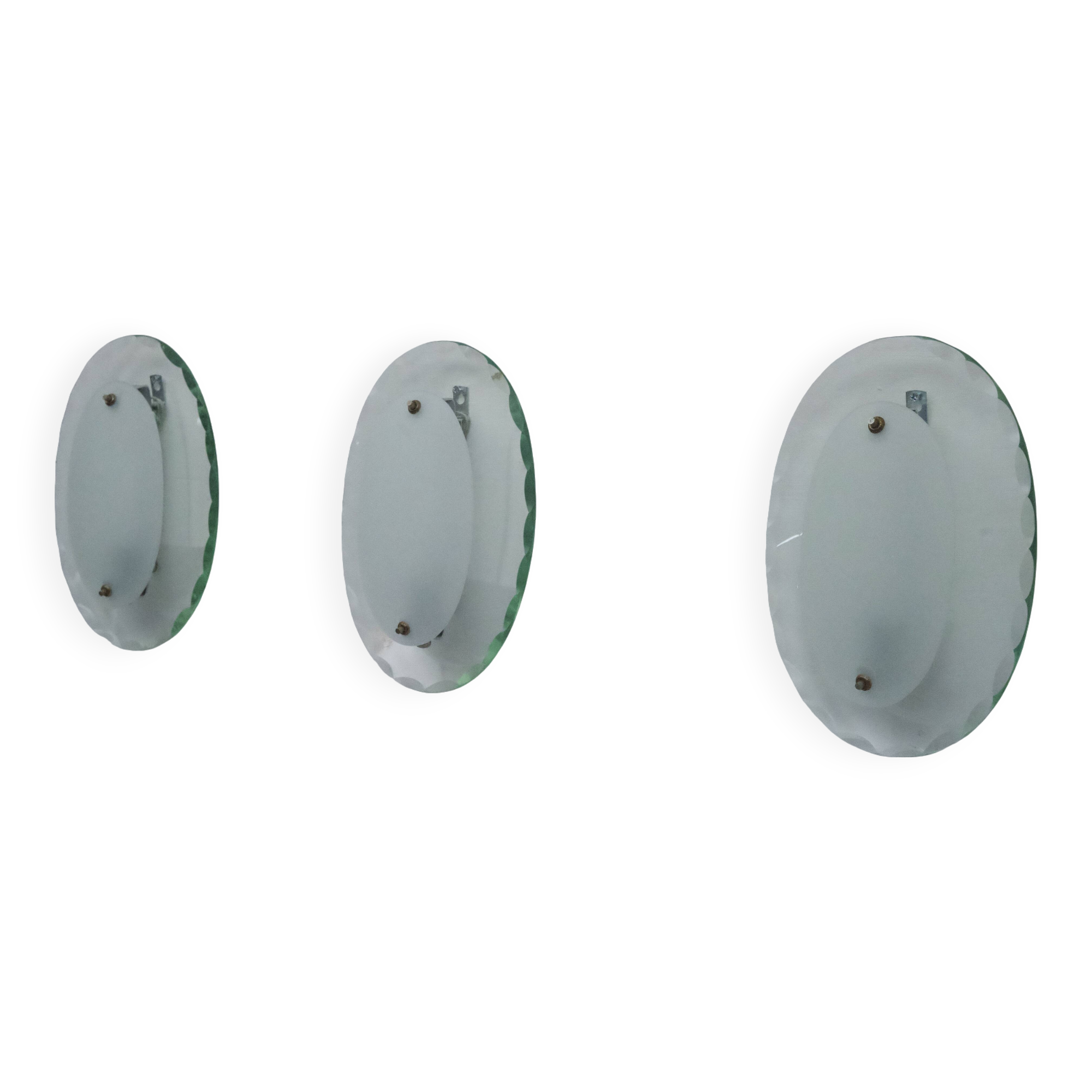 Set of Three Curved Glass Sconces by Cristal Art, Italy, 1960s