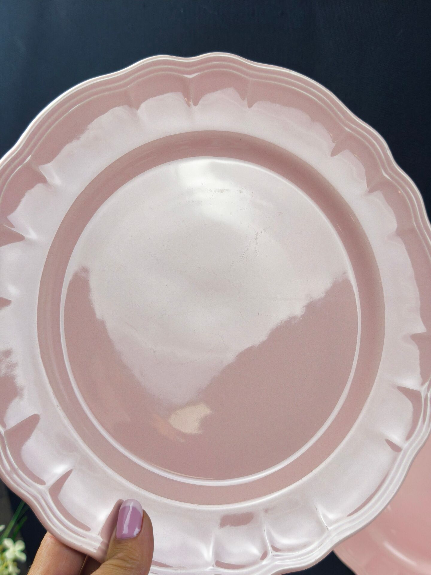 8 vintage dessert plates Salins powder pink – Ø 21.6 cm