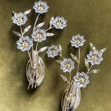 Pair of wall lamps bouquet of flowers