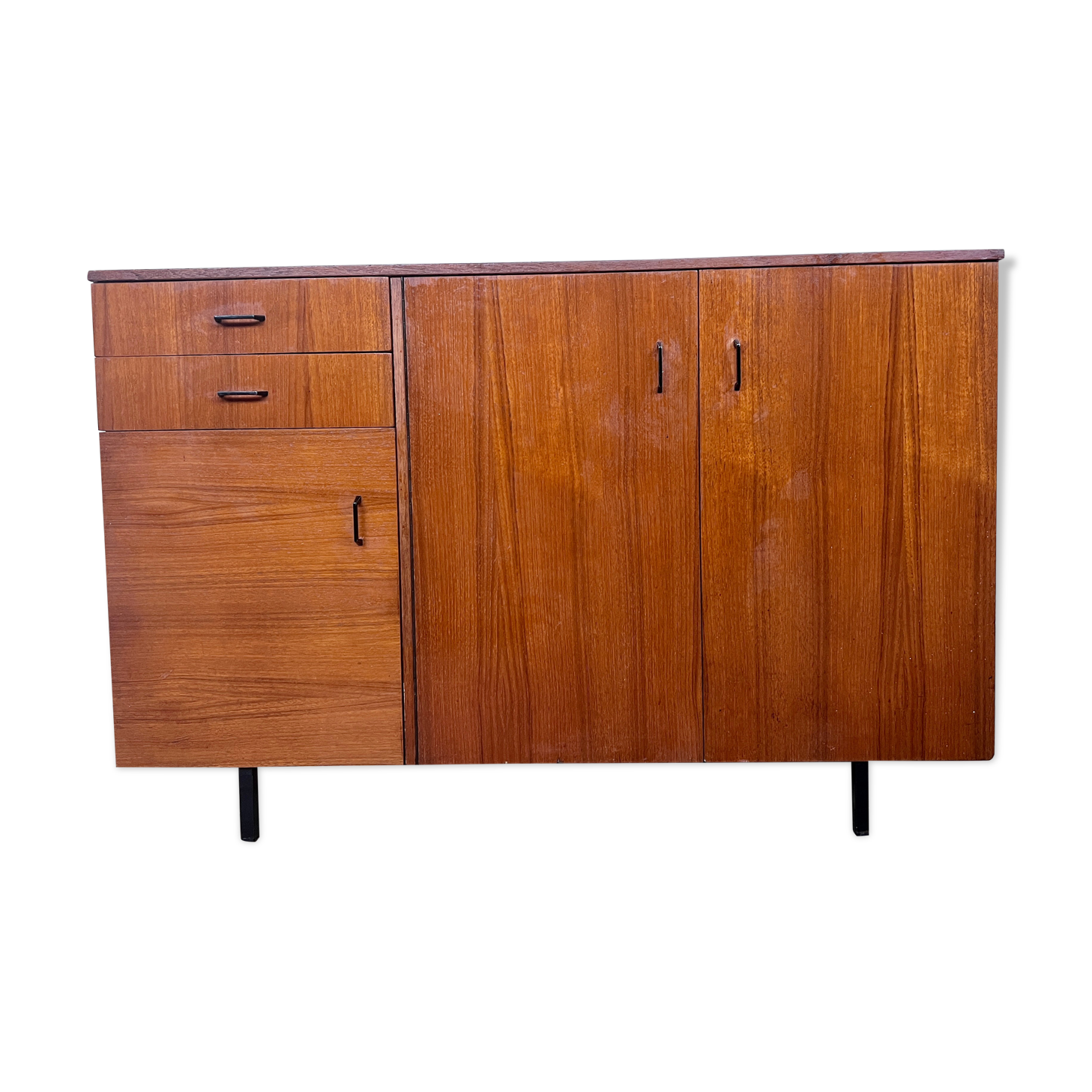 Vintage teak metal foot row