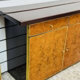Modernist Sideboard in Radica and Gilded Metal, 1970s