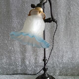 Adjustable lamp in painted metal with frosted glass tulip