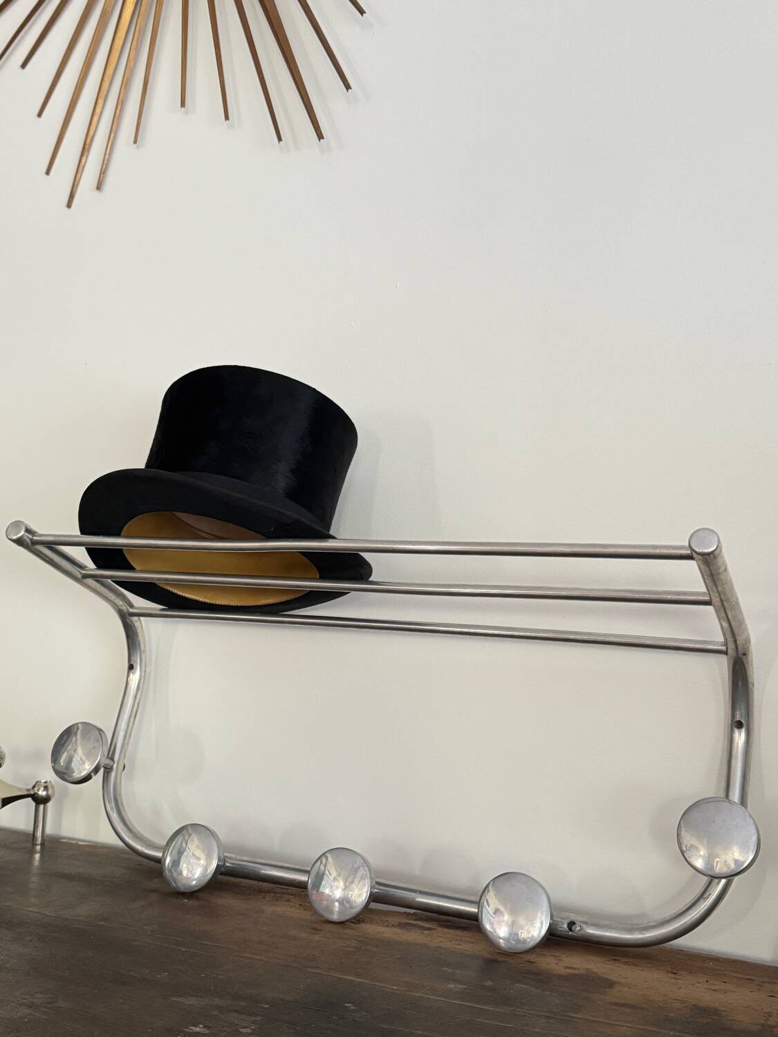Vintage aluminum wall coat rack