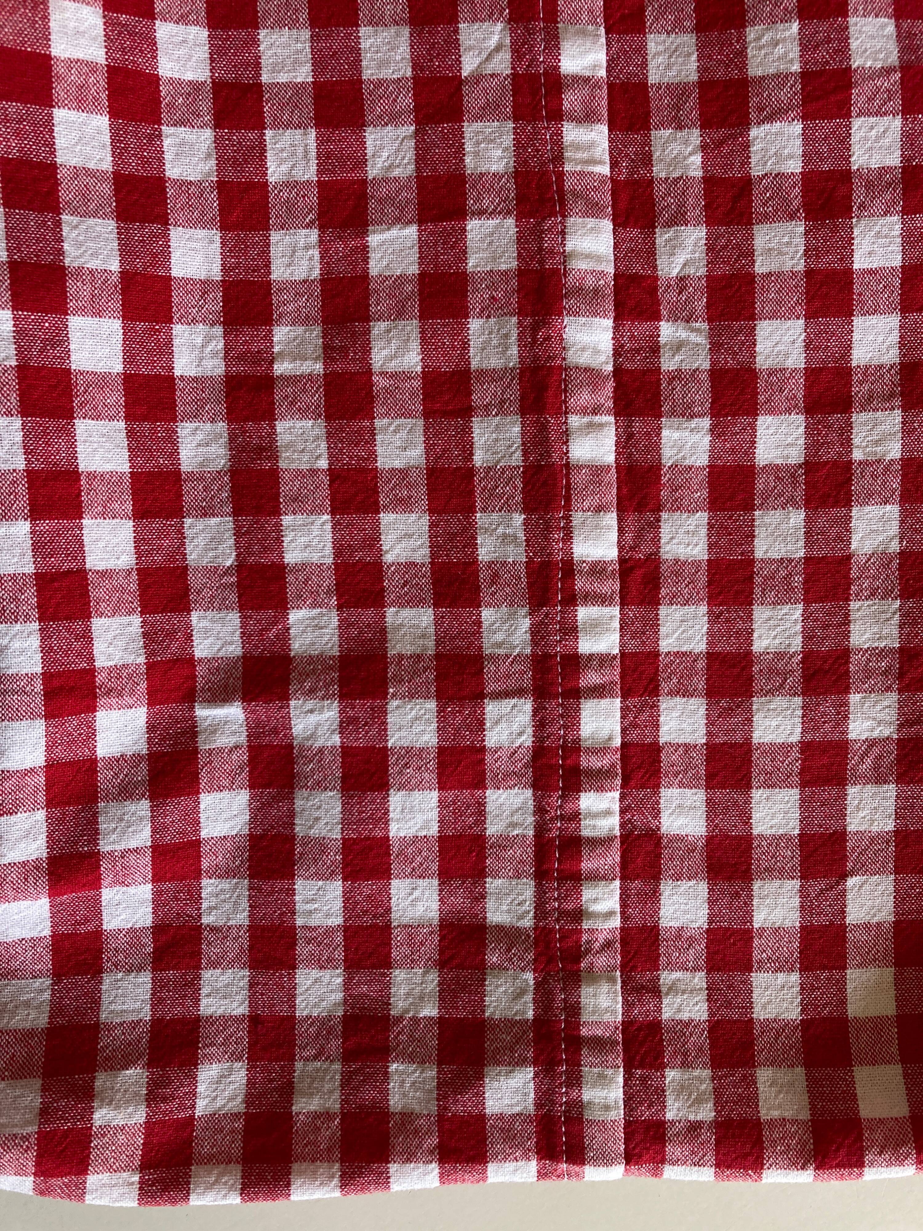 XXXL country tablecloth in poppy red gingham canvas