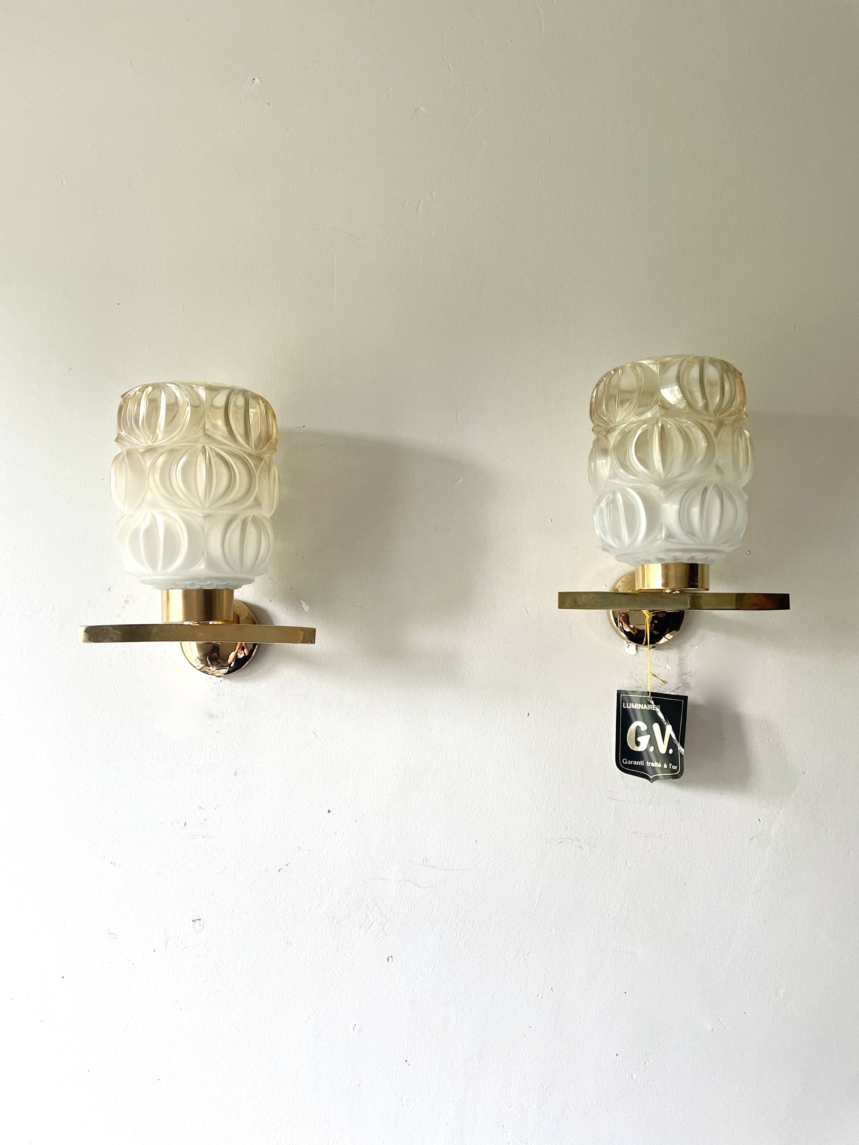 Pair of 1950 gold-plated wall lights