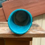 Vintage blue soliflore ceramic vase signed AI