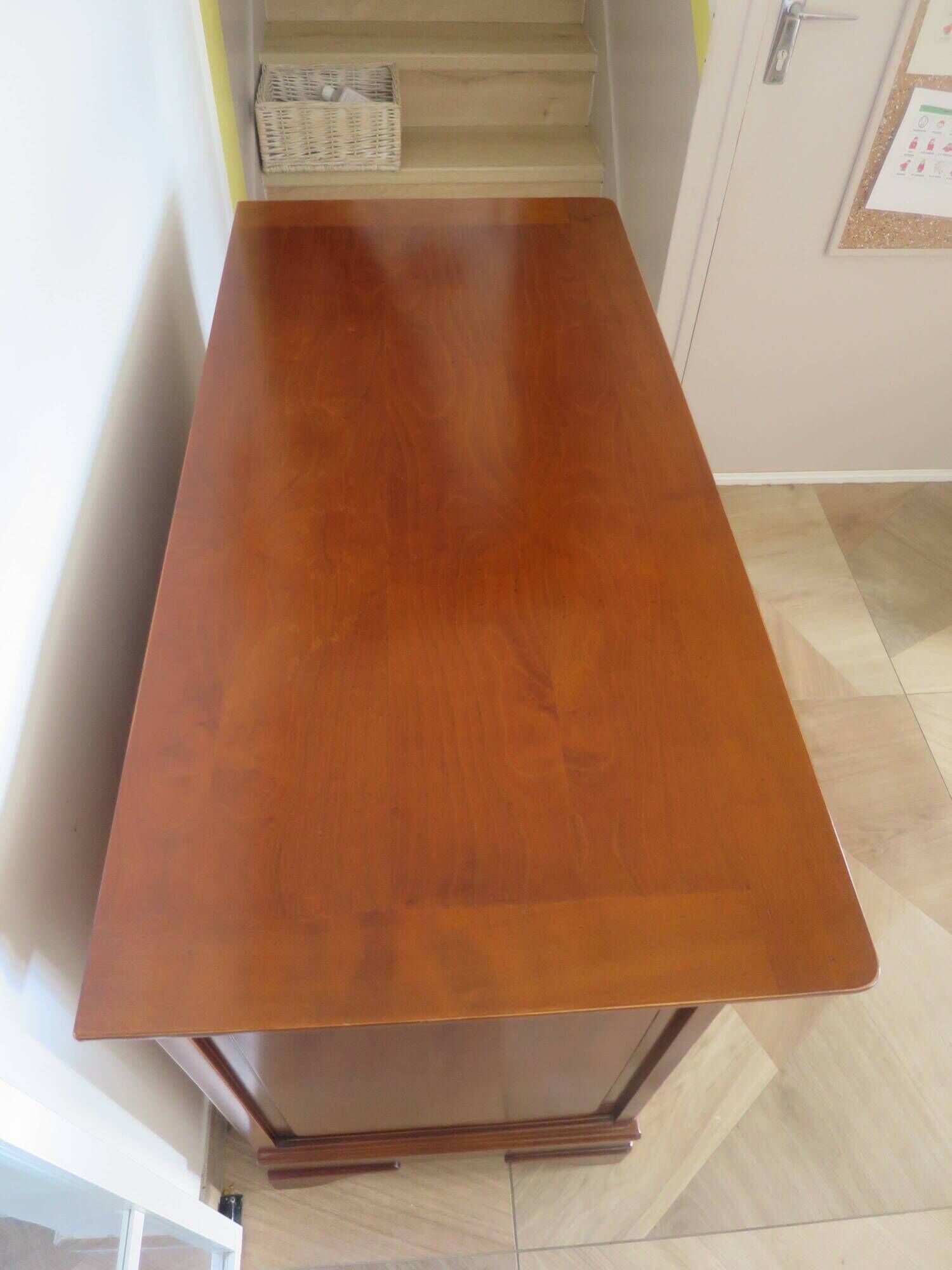 large curved chest of drawers - solid wood - cherry - 4 drawers - Louis Philippe