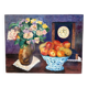 Fleurs champêtres et fruits, nature morte signée 1996