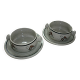 2 bowls with small plates in Korean stoneware