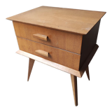 Bedside bedside table compass feet 2 drawers vintage