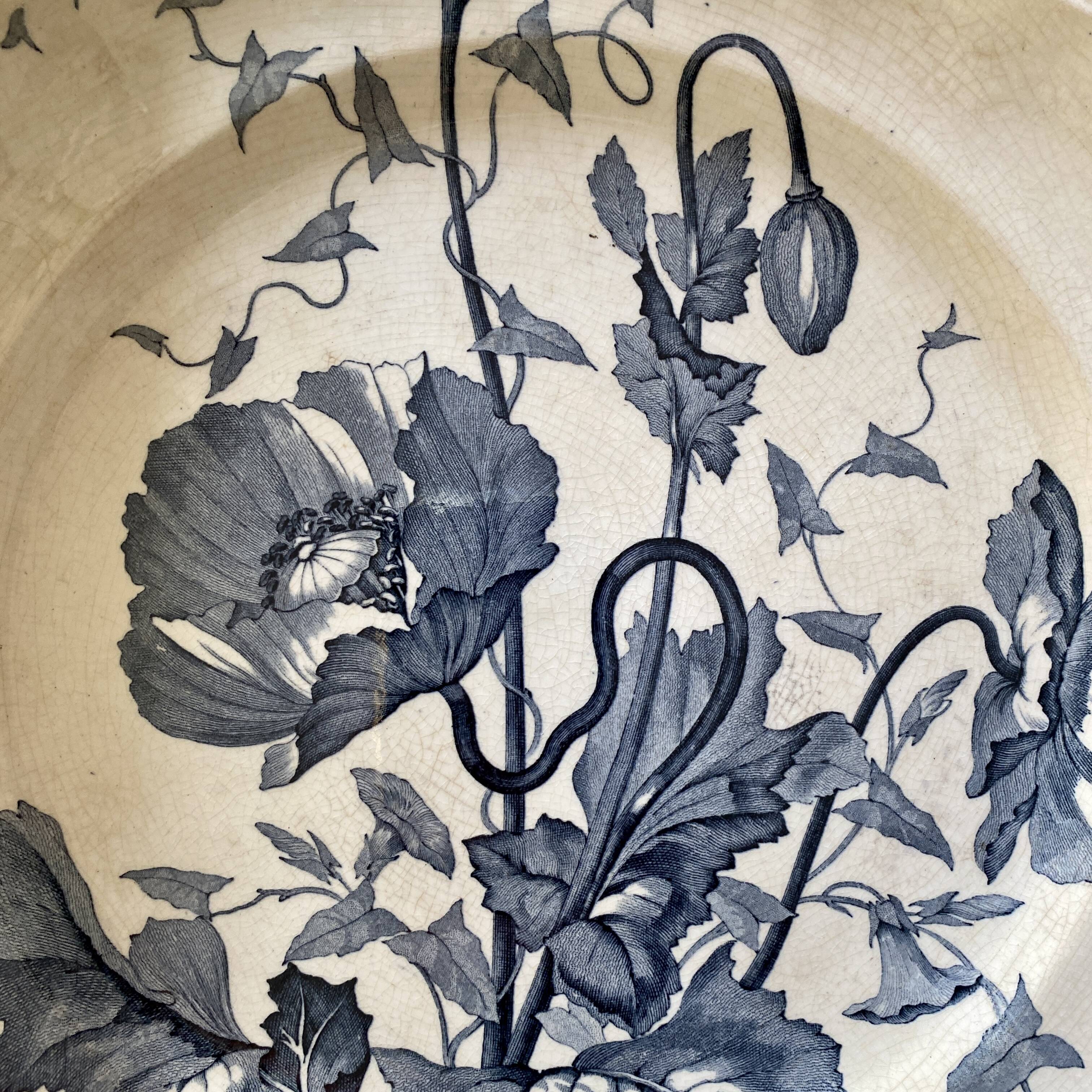 Old iron clay dish, Pavots de Longchamp model