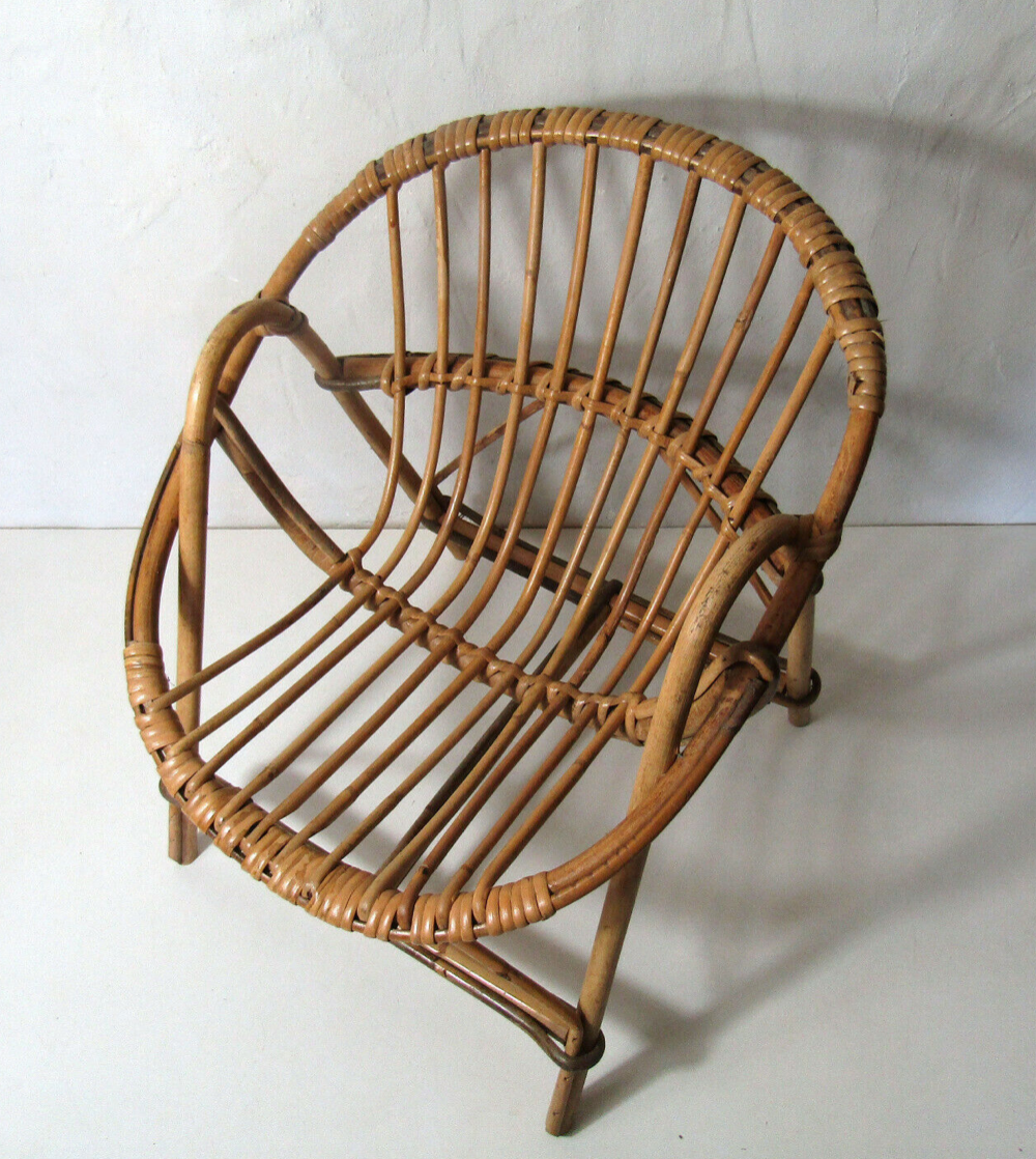 Children's rattan shell chair