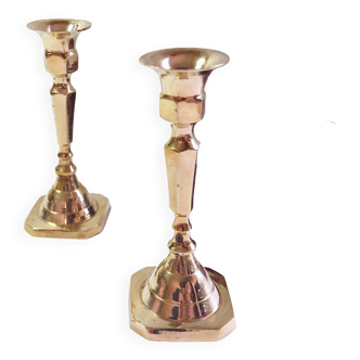 Pair of small brass candlesticks