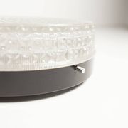 S+ Megal round ceiling light in black and opaque Swiss machined glass 90