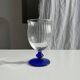 Set of 3 large blue stemmed glasses and 3 small blue stemmed glasses