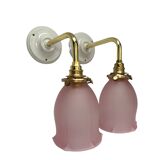 Pair of pink tulip wall sconces
