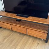 TV unit + coffee table in teak and metal