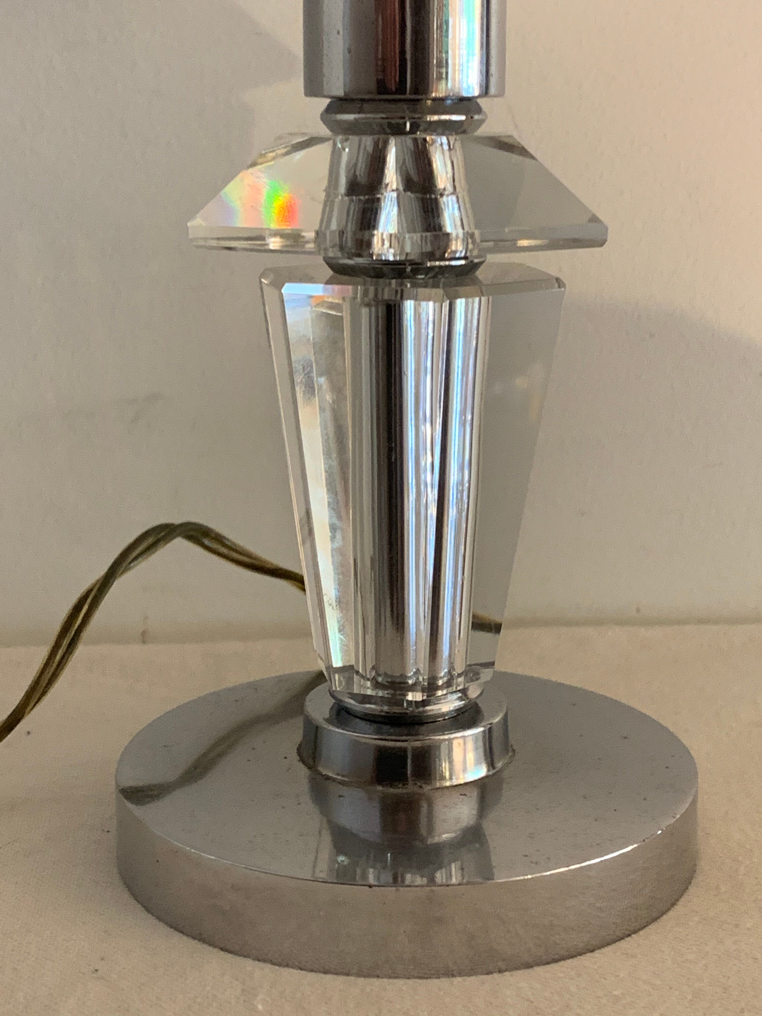 Hexagonal glass table lamp foot 1940 G. Humbert