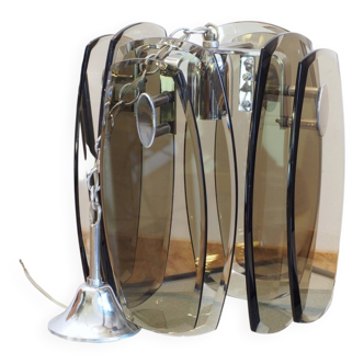 Italian chandelier VECA FONTANA ARTE in smoked glass